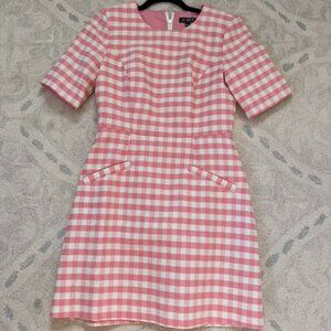 JCREW Short-sleeve mini dress in gingham terry tweed Size 6 Pristine Condition